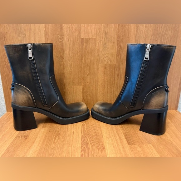 Coach Sculpt C Leather Platform Ankle Bootie Brown Block Heel-Size 5.5 (NWT) - Picture 2 of 7